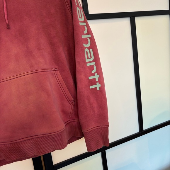 Carhartt Hoodie Relaxed Fit MED MIDWEIGHT LOGO SLEEVE GRAPHIC Distressed Stains - Picture 15 of 16